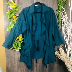 .🌼3/$30🌼Cocoa Danny Long Sleeve Ruffle Tie Close Lightweight Jacket Size XL